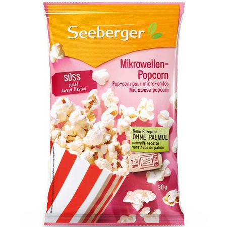 Seeberger Mikrowellen-Popcorn süss 90g (Popcorn Mais für die Mikrowelle mit Zucker)