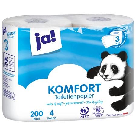 Ja! Toilettenpapier Komfort 3lagig 4x200 Blatt