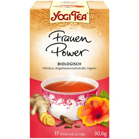 Yogi Frauenpower Bio-Tee Bio 30,6gr -Hibiskus, Minze, Himbeerm Zimt, Inwer, 17 Beutel