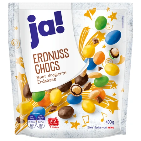 ja! Erdnuss Chocs Bunt 400g - Erdnusskerne in Milchschokolade