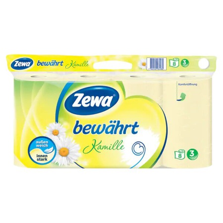 Zewa Bewährt Toilettenpapier Kamille 3-lagig 8x150 Blatt