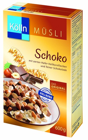 Kölln Das Original Schoko Hafer Müsli 600g - Hafer Vollkorn Müsli mit 10% Schokolade