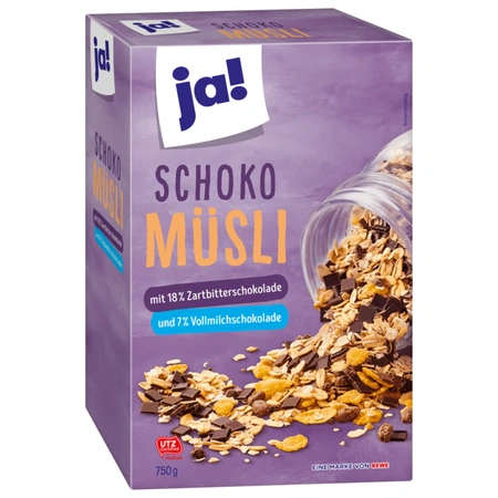 ja! Schoko Müsli 750g - Müsli mit 18% Zartbitter und 7% Vollmilchschokolade