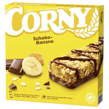 Corny Schoko-Banane 6x25g - Müsliriegel mit Milchschokolade Banane